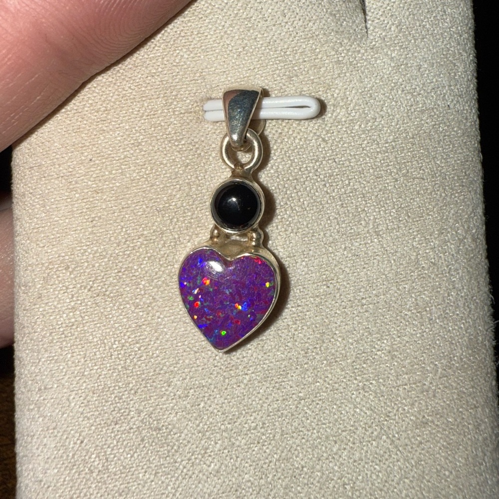Aurora opal and black onyx pendant